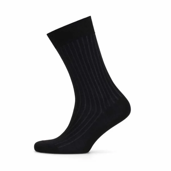 Bresciani Siyah Gri Çizgili Pamuk Çorap - 2