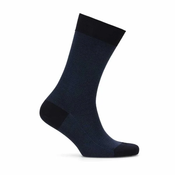 Lacivert Mavi Balıksırtı Pamuk Çorap - 1