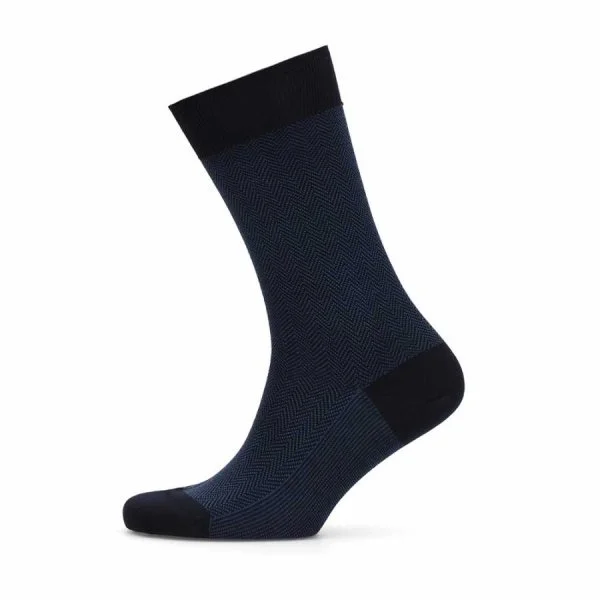 Lacivert Mavi Balıksırtı Pamuk Çorap - 2