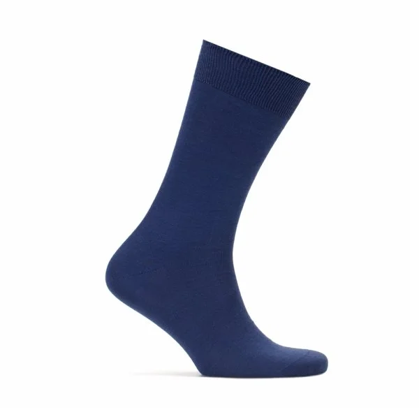 Bresciani Düz Havacı Mavi Pamuk Çorap - 1
