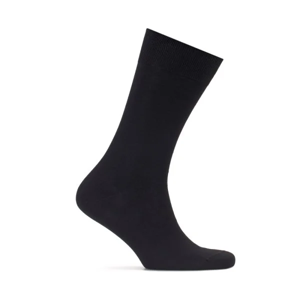 Bresciani Düz Siyah Pamuk Çorap - 1