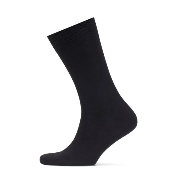 Bresciani Düz Siyah Pamuk Çorap - 2