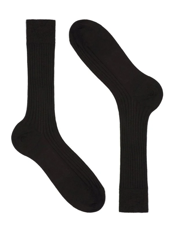 Bresciani Kahverengi Kısa Fitilli Yün Çorap - 1