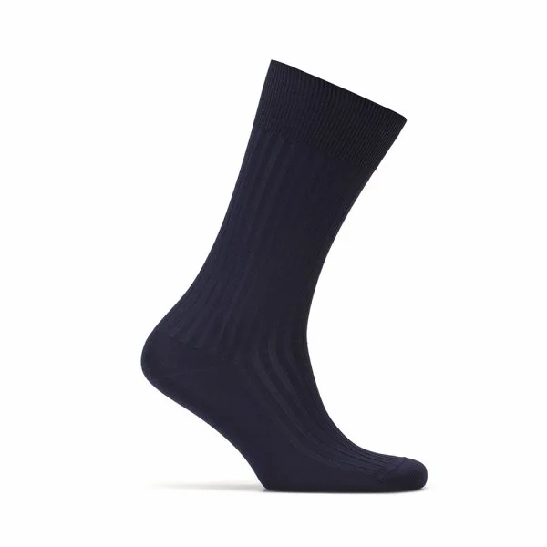 Bresciani Lacivert Çizgili Pamuklu Çorap - 1