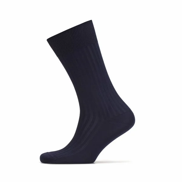 Bresciani Lacivert Çizgili Pamuklu Çorap - 2