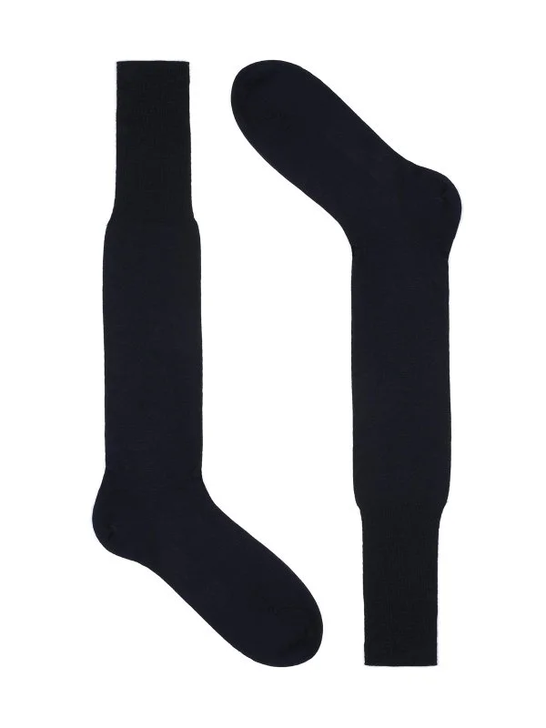 Bresciani Lacivert Düz Uzun Konç Yün Çorap - 1