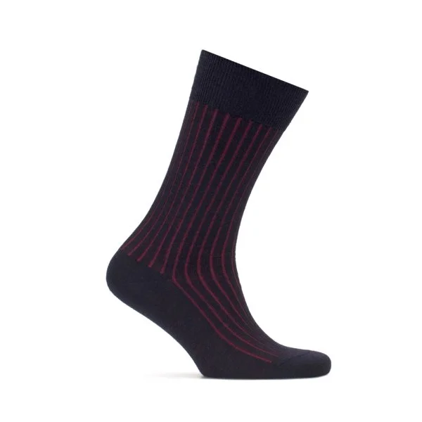 Bresciani Navy Blue Red Striped Socks - 1