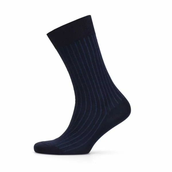 Bresciani Navy Blue Striped Socks - 2