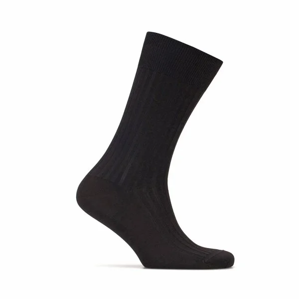 Bresciani Siyah Çizgili Pamuklu Çorap - 1