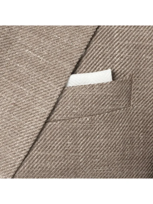Carl Gross Bej Rengi Ermenegildo Zegna Heritage Diyagonal Dokulu Yün İpek Keten Ceket - 2