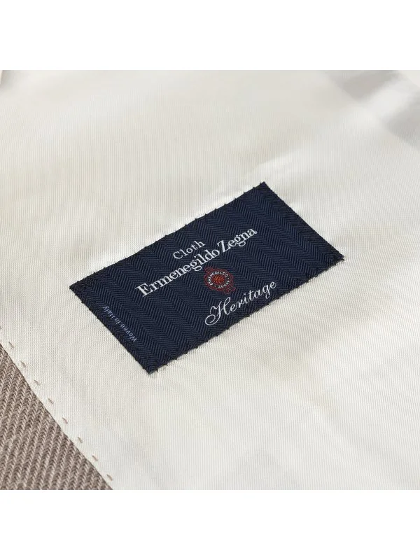 Carl Gross Bej Rengi Ermenegildo Zegna Heritage Diyagonal Dokulu Yün İpek Keten Ceket - 3