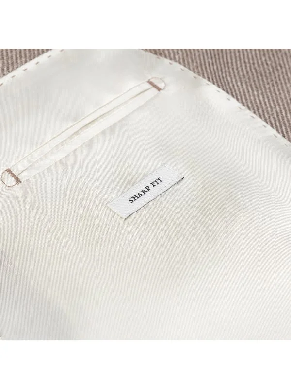 Carl Gross Bej Rengi Ermenegildo Zegna Heritage Diyagonal Dokulu Yün İpek Keten Ceket - 4