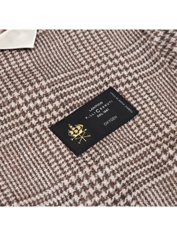 Carl Gross Cerruti Kahve Bej Ekoseli Yün İpek Ceket - 3