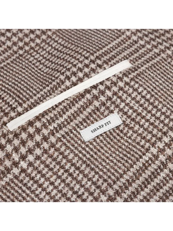 Carl Gross Cerruti Kahve Bej Ekoseli Yün İpek Ceket - 4