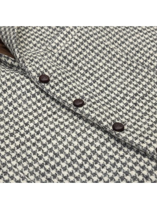 Carl Gross Harris Tweed Gri Ekru Kaz Ayağı Yün Yelek - 2