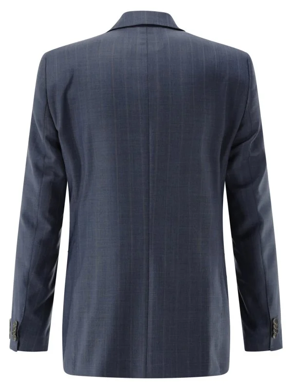 Carl Gross Havacı Mavi Ermenegildo Zegna Traveller Çizgili Yün Takım Elbise - 3