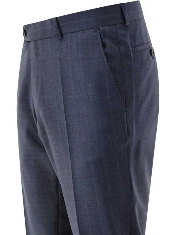 Carl Gross Havacı Mavi Ermenegildo Zegna Traveller Çizgili Yün Takım Elbise - 8