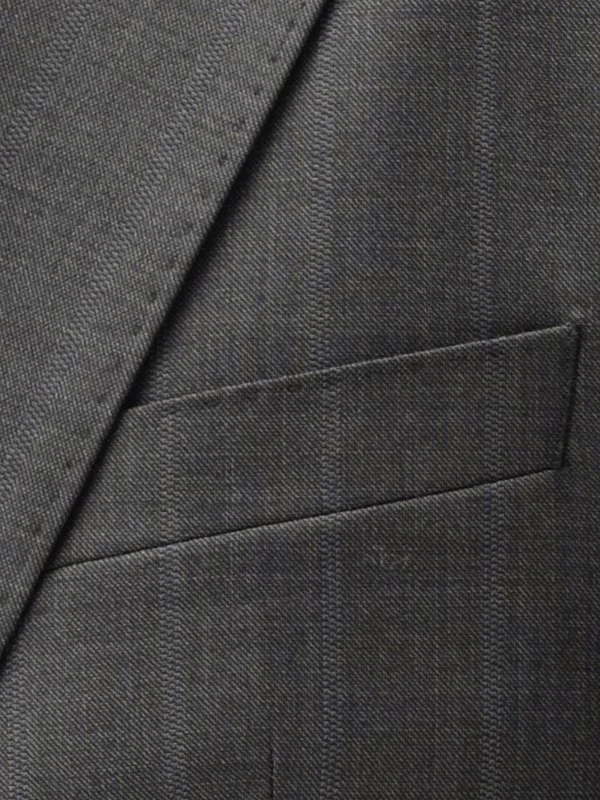 Carl Gross Koyu Gri Ermenegildo Zegna Traveller Çizgili Yün Takım Elbise - 5