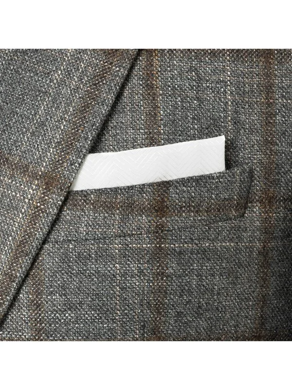 Carl Gross Loro Piana Gri Kahve Kareli Yün İpek Kaşmir Ceket - 2