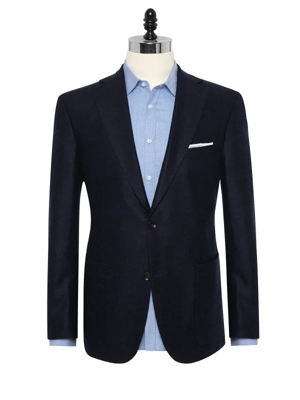 Carl Gross Loro Piana Zelander Lacivert Astarsız Yün Ceket - 1