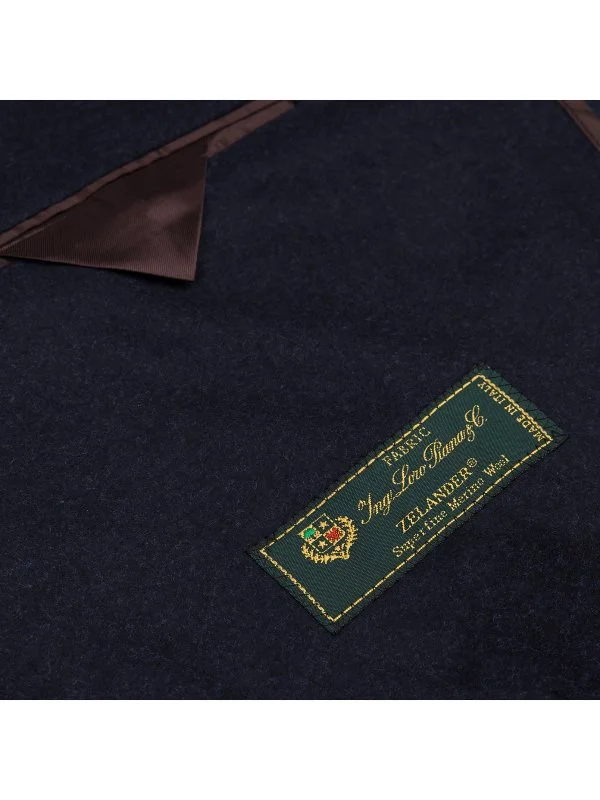 Carl Gross Loro Piana Zelander Lacivert Astarsız Yün Ceket - 3