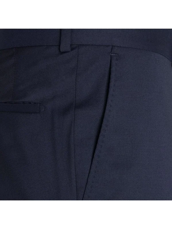 Carl Gross Vitale Barberis Navy Gabardin Saf Yün Pantolon - 2