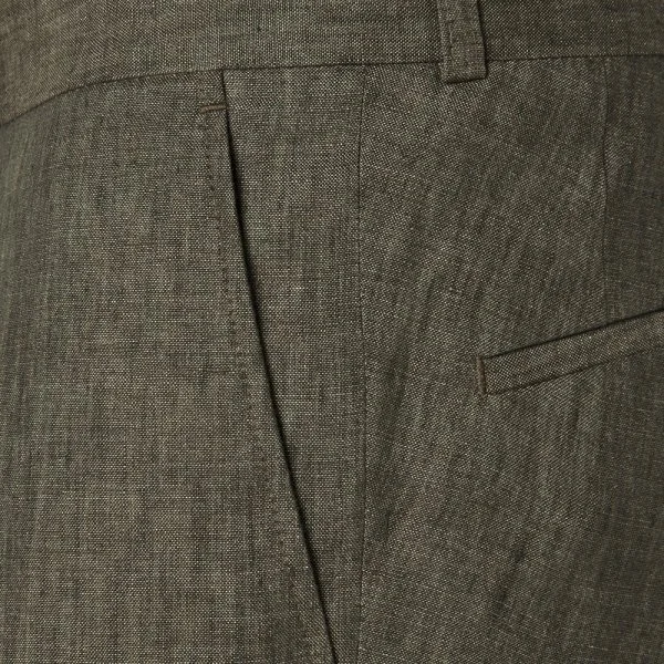 Carl Gross Yeşil %100 Keten Tek Pile Regular Fit Pantolon - 3