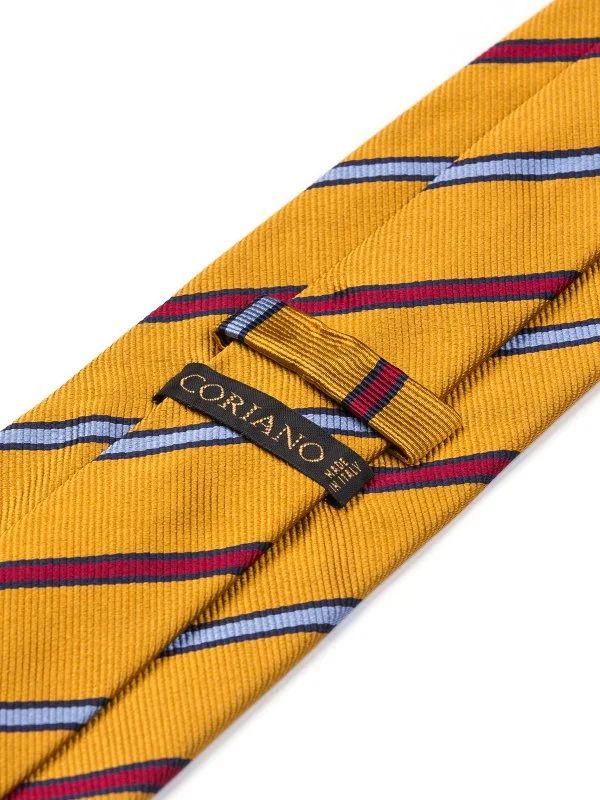 Coriano Hardal Rengi Kırmızı Mavi Çizgi Şerit İtalyan Kravat - 2