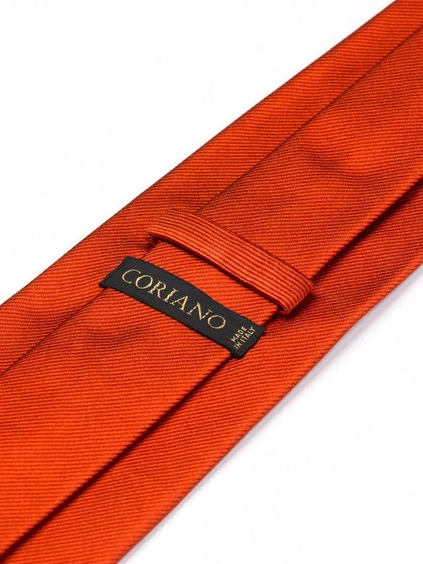 Coriano Kiremit Rengi Dokulu İnce Çizgili İtalyan Kravat - 2