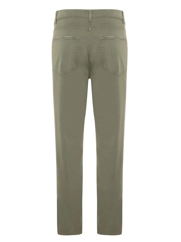 40WEFT 5 Pocket Green Thin Twill Vintage Cotton Elastane Regular Fit Trousers - 3