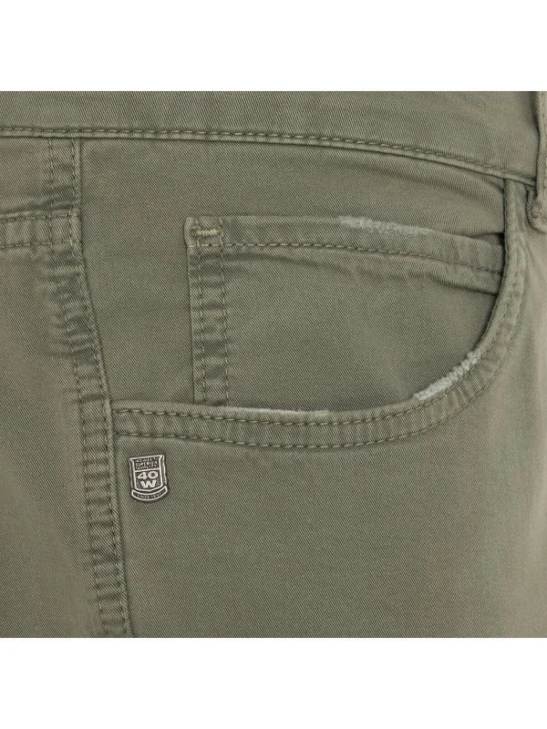40WEFT 5 Pocket Green Thin Twill Vintage Cotton Elastane Regular Fit Trousers - 2