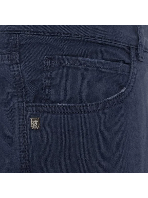 40WEFT 5 Pocket Navy Blue Thin Twill Vintage Cotton Elastane Regular Fit Trousers - 2
