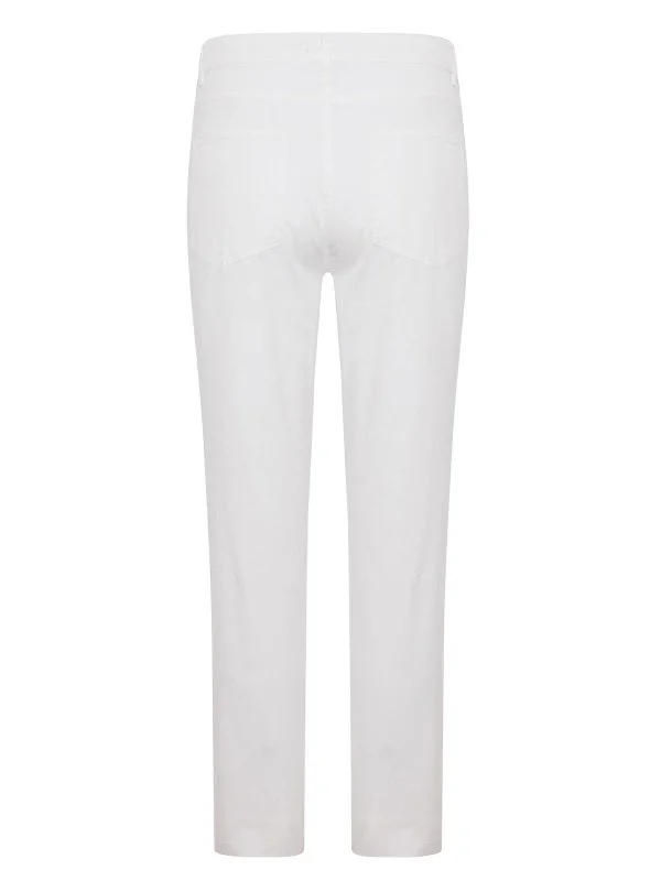 40WEFT 5 Pocket White Thin Twill Vintage Cotton Elastane Regular Fit Trousers - 3
