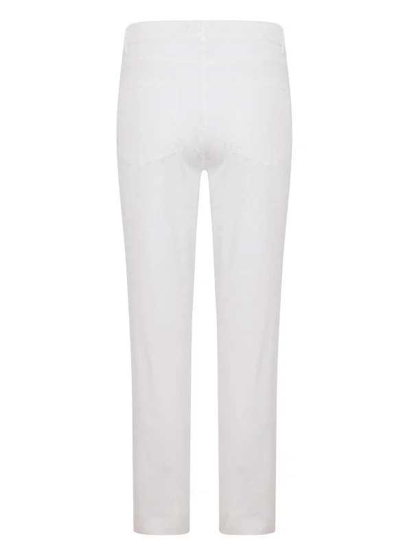 40WEFT 5 Pocket White Thin Twill Vintage Cotton Elastane Regular Fit Trousers - 3