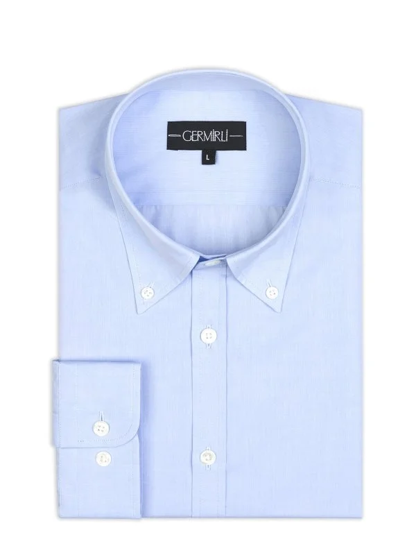 Germirli Black Label Light Blue Tailor Fit Button-down Collar 200/2 Cotton Shirt - 2