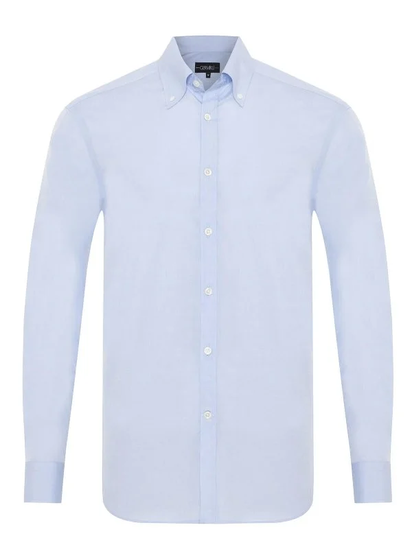 Germirli Black Label Light Blue Tailor Fit Button-down Collar 200/2 Cotton Shirt - 1