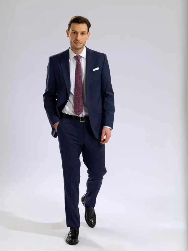 Carl Gross Air Blue Loro Piana Zeelander Natural Germirli Regular Fit Wool Suit - 4