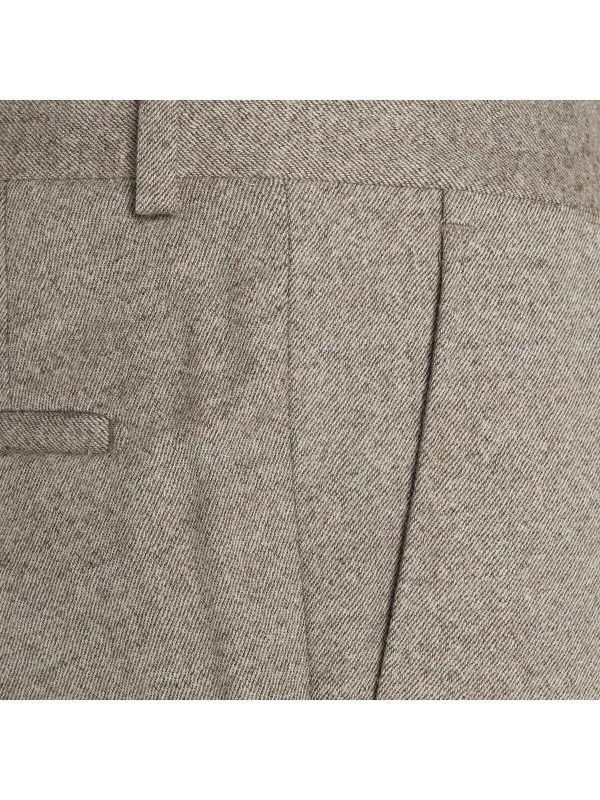 Carl Gross Beige Twill Texture Melange Wool Men's Trousers - 2