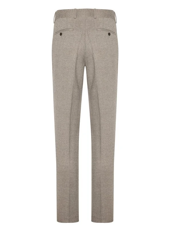 Carl Gross Beige Twill Texture Melange Wool Men's Trousers - 3