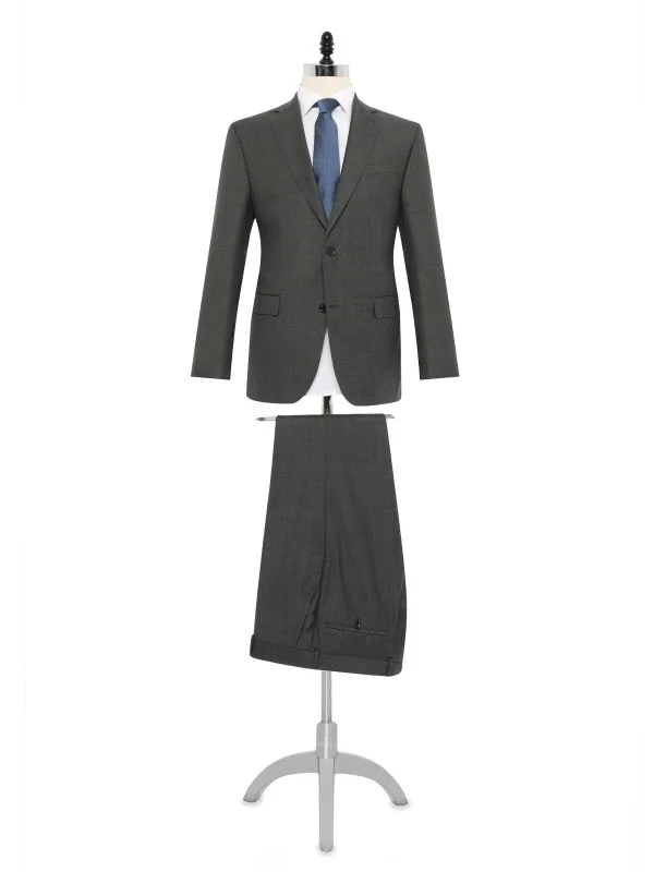 Carl Gross Grey Vitale Barberis Filafil Texture Wool Super 110's Modern Fit Men's Suit - 1