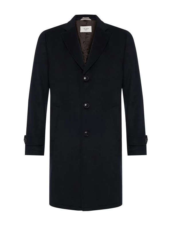 Carl Gross Navy Blue Wool Cashmere Men's Coat - 1