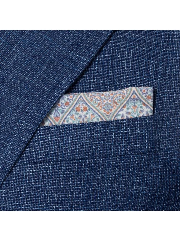 Carl Gross Navy Blue Guabello Wool Linen Sharp Fit Men's Jacket - 4