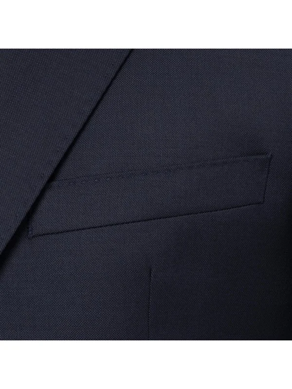 Carl Gross Navy Blue Reda Filafil Texture Wool Super 110's Modern Fit Men's Suit - 2
