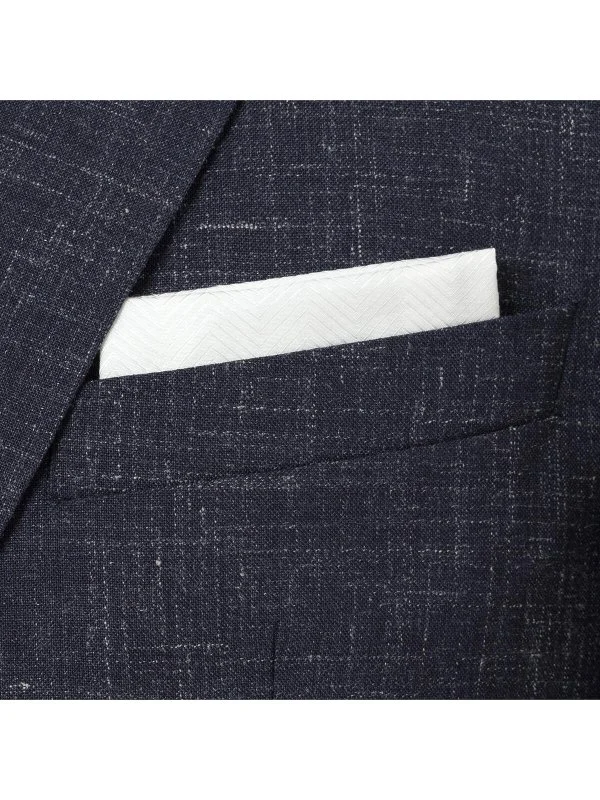 Carl Gross Navy Blue Melange Marzotto Regular Fit Wool Silk Linen Jacket - 2