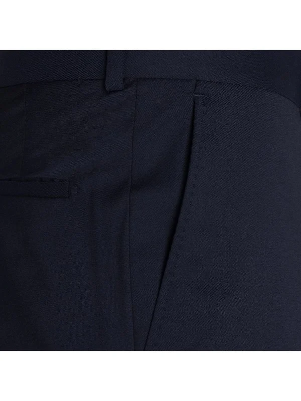 Carl Gross Vitale Barberis Navy Blue Gabardine Pure Wool Trousers - 2