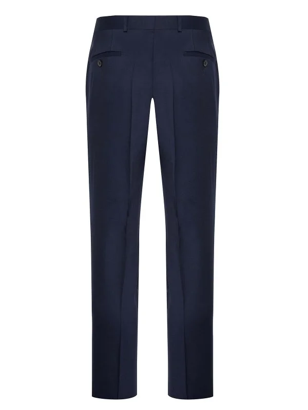 Carl Gross Vitale Barberis Navy Gabardine Pure Wool Trousers - 3