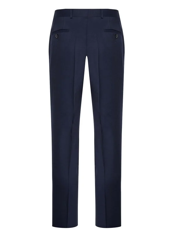 Carl Gross Vitale Barberis Navy Gabardine Pure Wool Trousers - 3