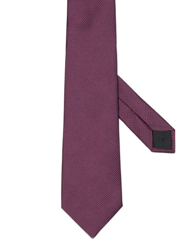 Cerruti Burgundy Micro Patterned Jacquard Silk Tie - 1