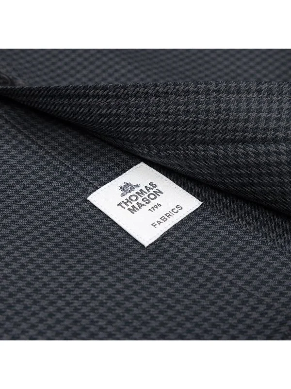 Germirli Black Anthracite Patterned Thomas Mason Button-down Collar Tailor Fit Pure Wool Shirt - 4