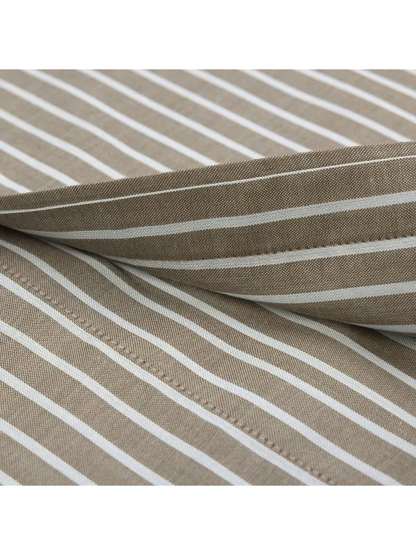 Light Brown Voile Button-Down Collar Tailor Fit Cotton Shirt with Germirli - 3